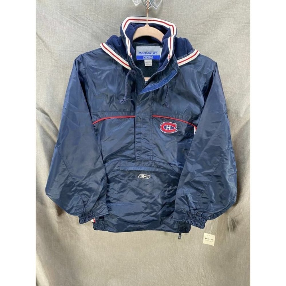 Montreal Canadians Reebok Jacket Youth Medium (10-12) Blue Zip Windbreaker Boys‎